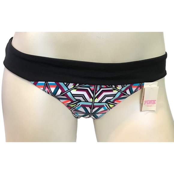 Victoria's Secret PINK Bright Abstract Geo Banded Itsy Swim Bottom L - Picture 1 of 2